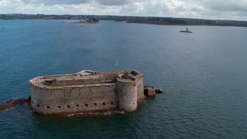 Aerial of taureau fort historical landmark