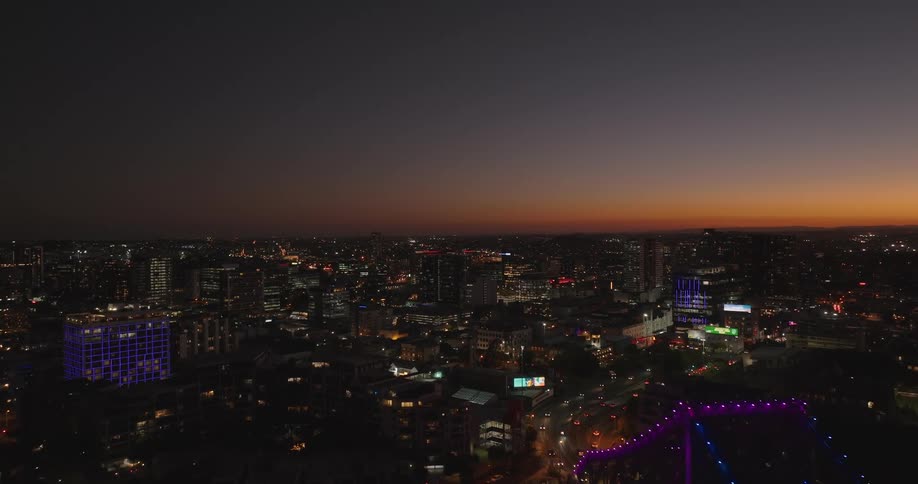 The sun is nearly set on the city