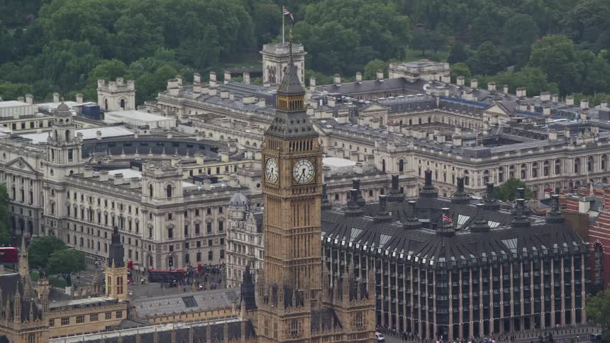 Aerial view of big ben clock tower