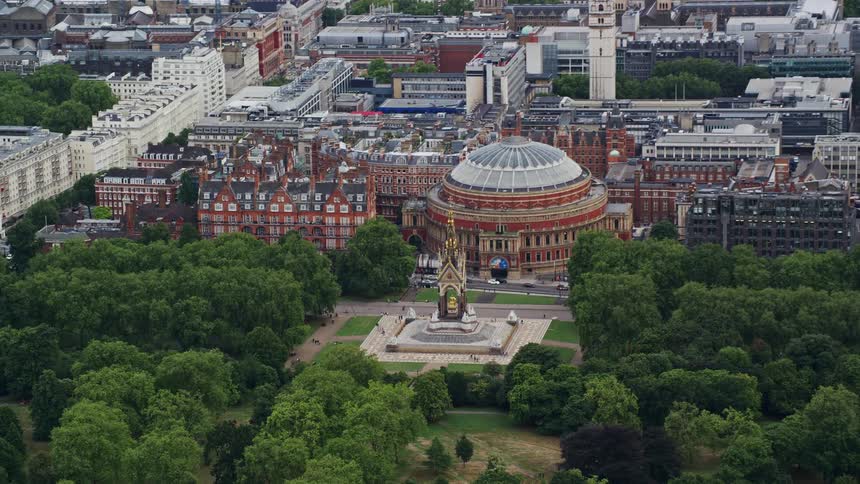 Aerial view of a sanctuary in the midst of a forest in the city