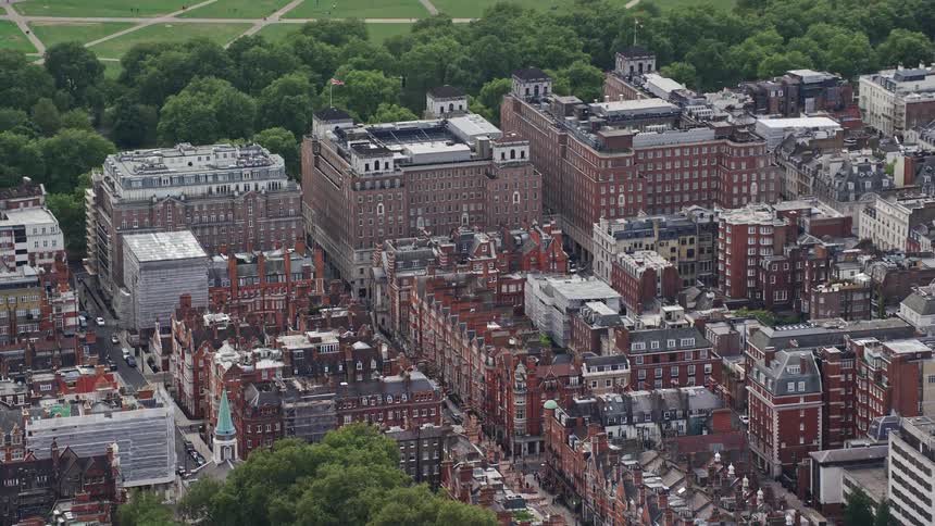 Aerial view of an urban area with buildings