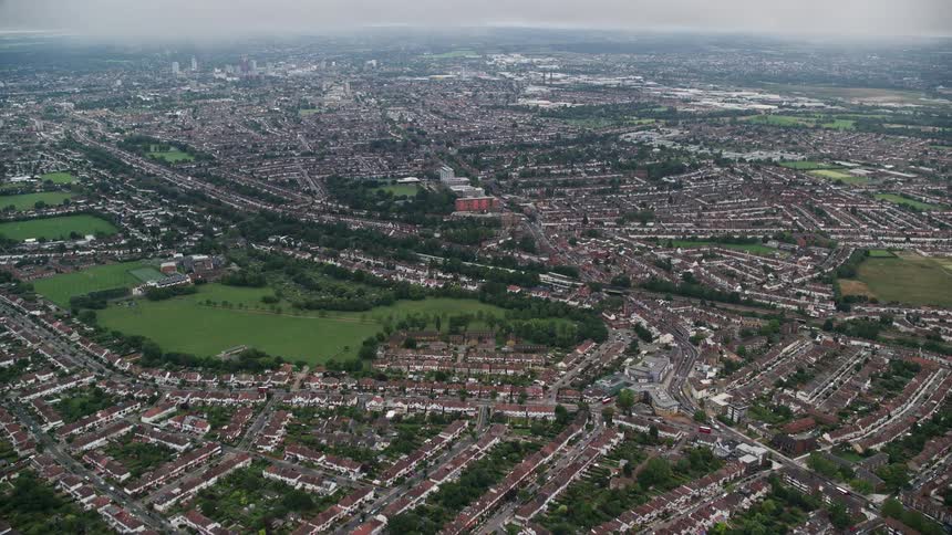 A panoramic view of a huge suburb of a rural city