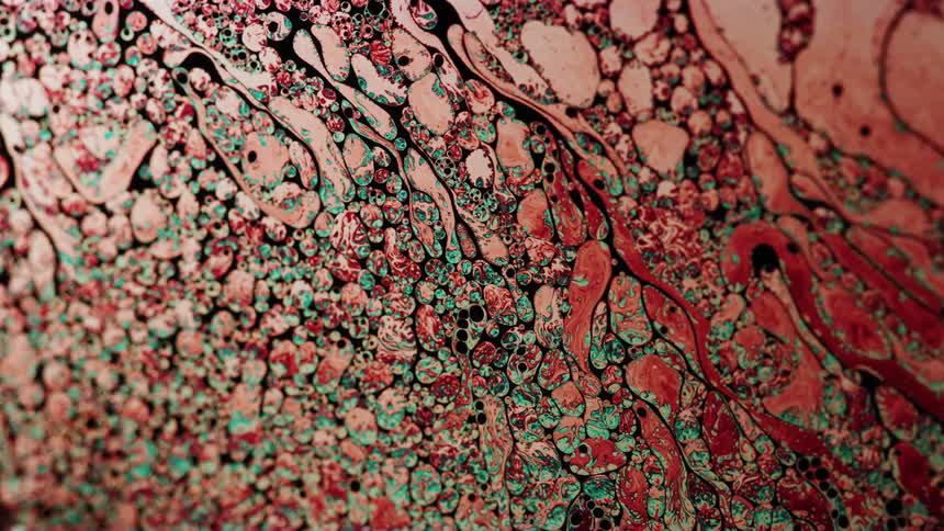 Abstract and clustered liquid texture in motion