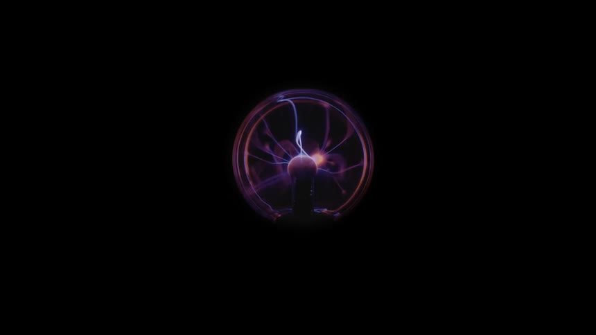 A glowing sparking plasma globe against a black background