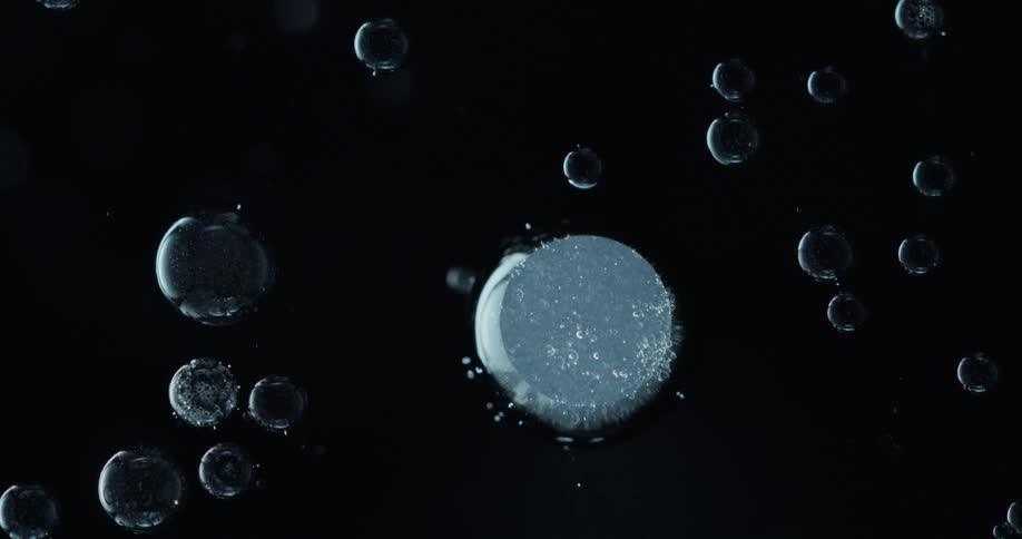 Bubbles floating in dark water