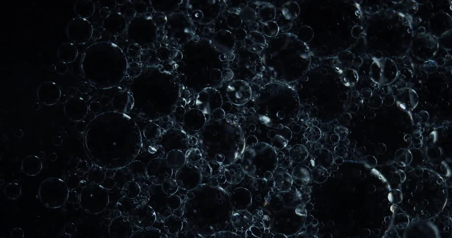 Series of burbles formed underwater completely still