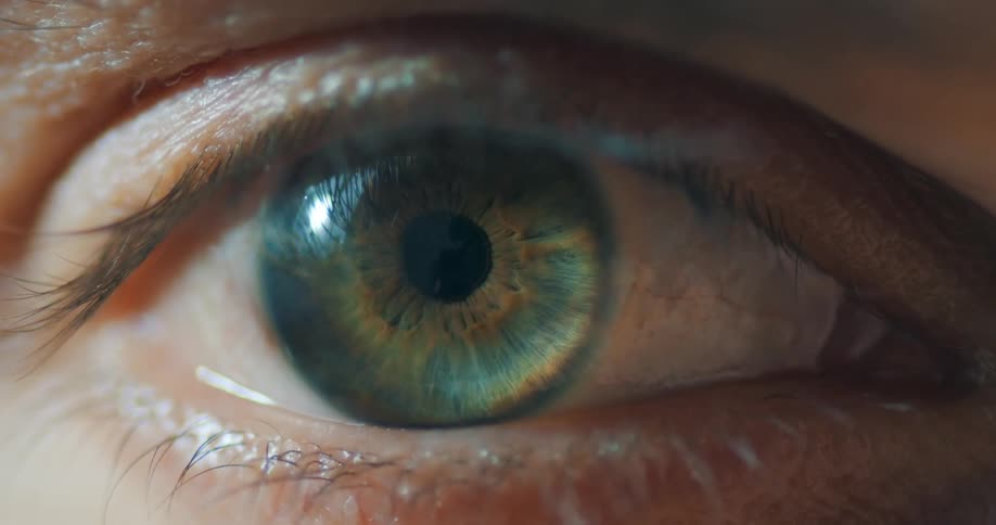 Extreme closeup on the clear eyes of a person