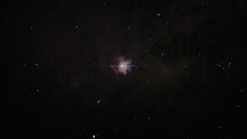 A galaxy with stars shining near the nebula