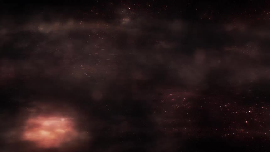 Explosions flashing in star filled night sky in outer space