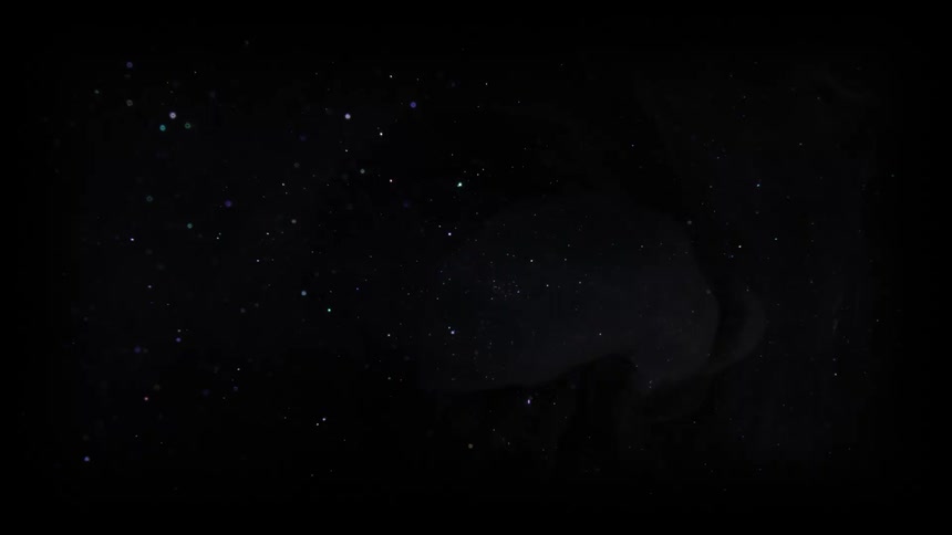 Several white dots falling on a completely black background