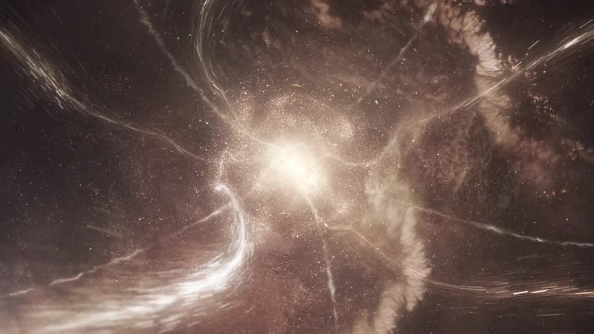 Gamma Ray shooting out of a cosmic galaxy explosion
