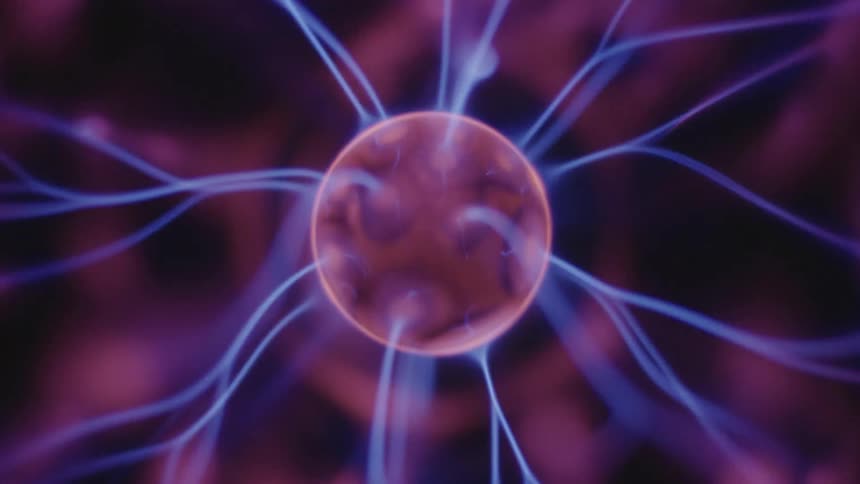 Pink and purple light patterns from plasma ball