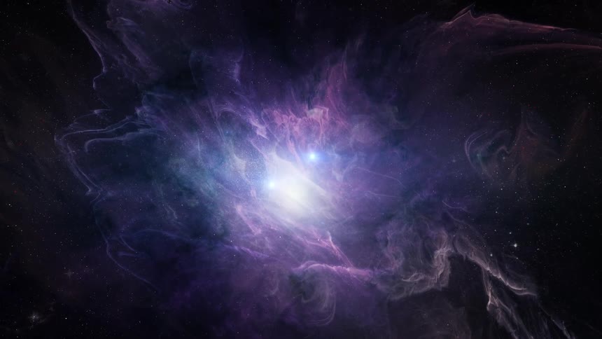 A huge glowing nebula in space