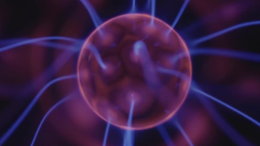Colorful energy beams inside a plasma globe