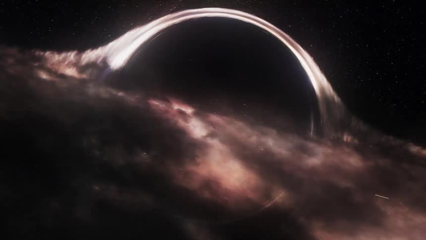 A planet with a ring of smoke in outer space illuminating bright lights