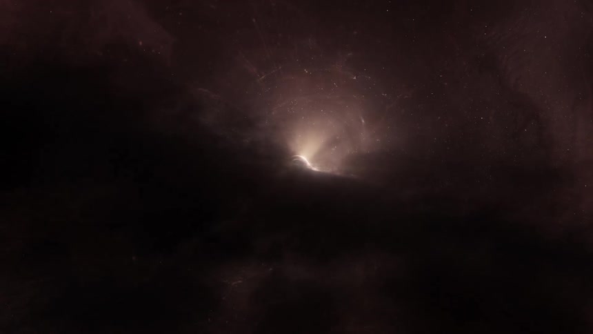 Star emitting light in the galaxy covered with black clouds