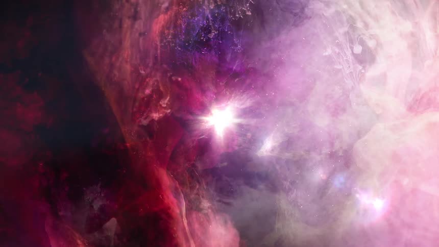 A bright astronomical object in the middle of a nebula in space