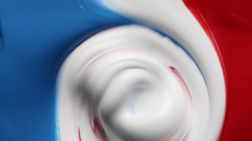 The three colors mix together in the graphic