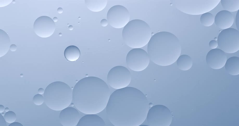 Orbs move together in a white environment and occasionally pop