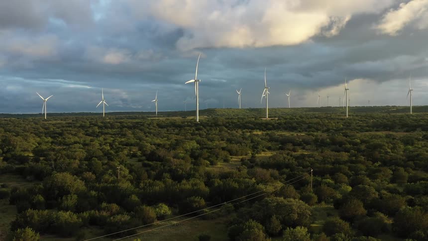 The windmills are turning on the landscape