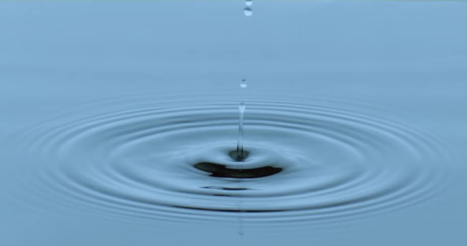 Water droplet ripples surface