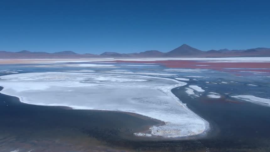 Aerial view of mountains and salt flats