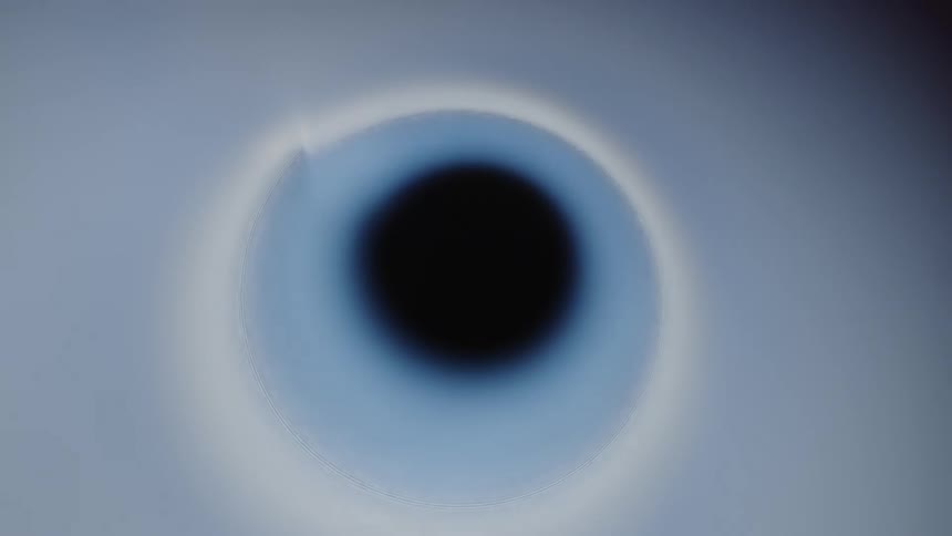 Aperture shrinks and surrounding area blue area reflects the light