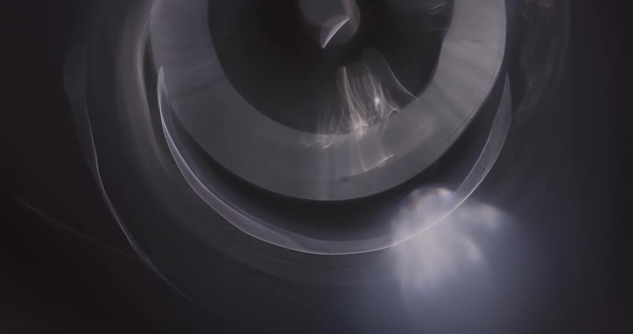 Reflection of light flares against a black background