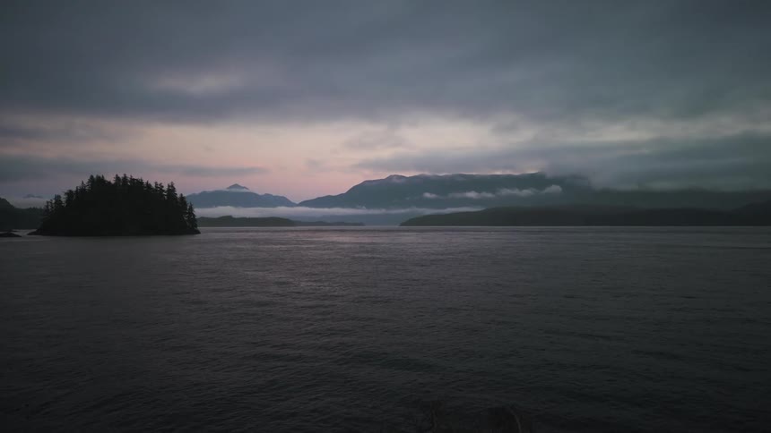 A view of the sea from Swanson Island on Vancouver Island Johstone Strait