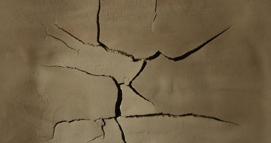 Cracks form and spread as ground dries