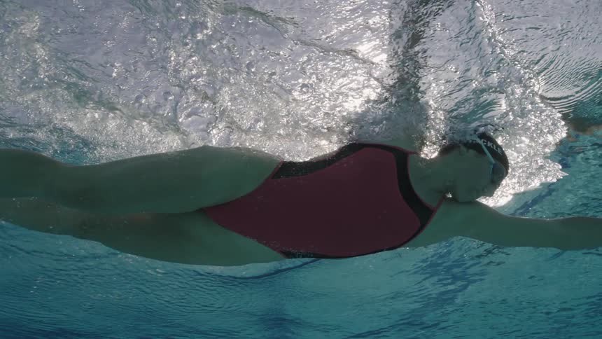 Woman swimming in the pool