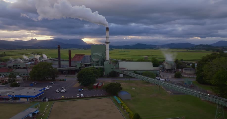Aerial shot of sugar factory