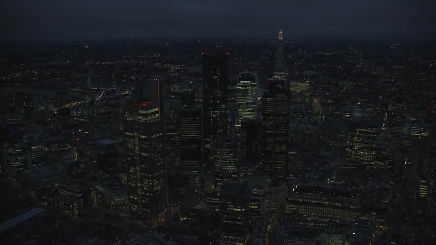Aerial view of lights in the city at night