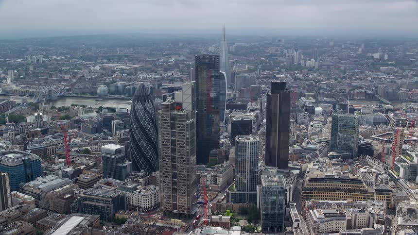 Aerial view of skyscrapers in london
