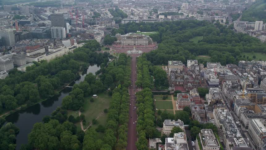 Aerial of the city of london with the castle in the city center