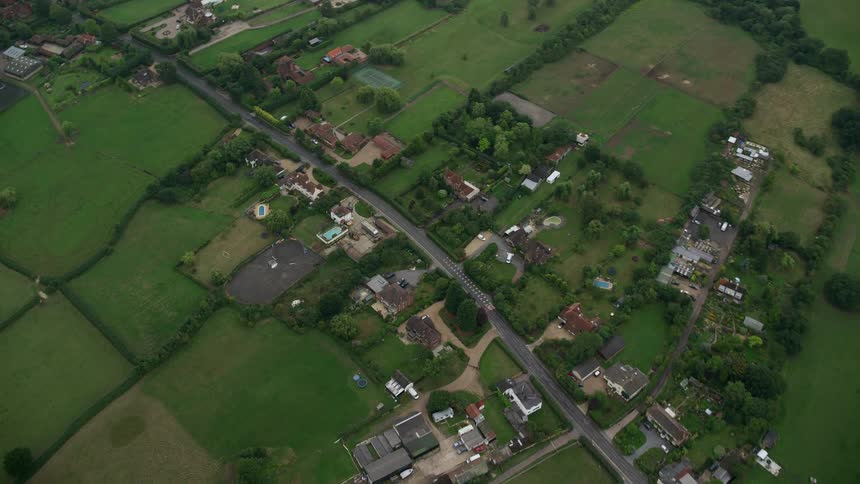 Aerial view of a residential area in rural areas