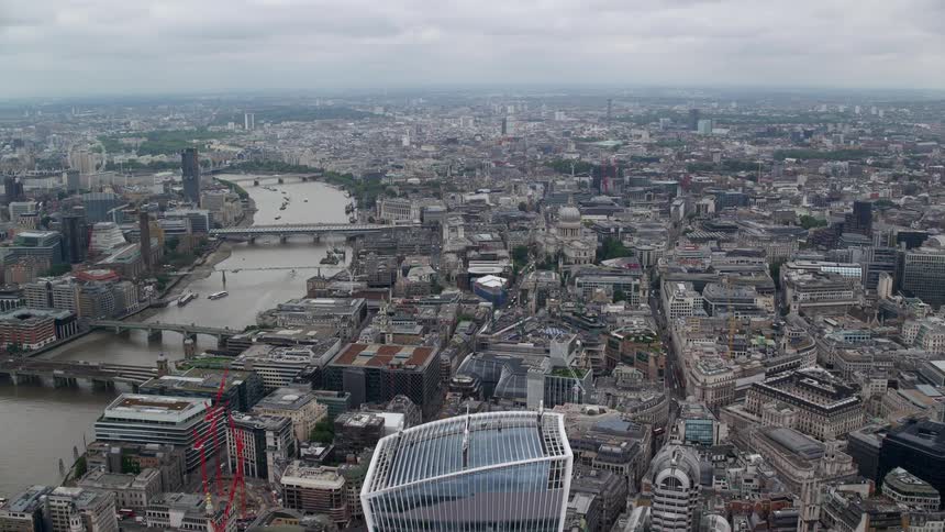 Aerial of a metropolitan city on a cloudy day