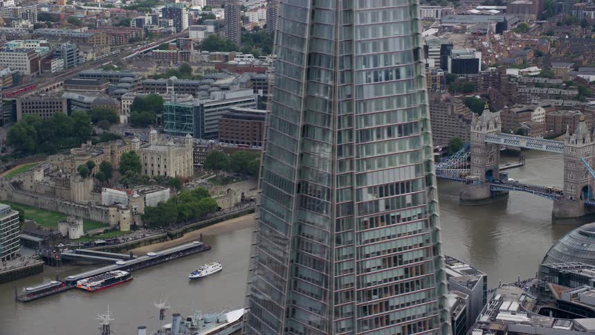 Aerial view of the thames river in london