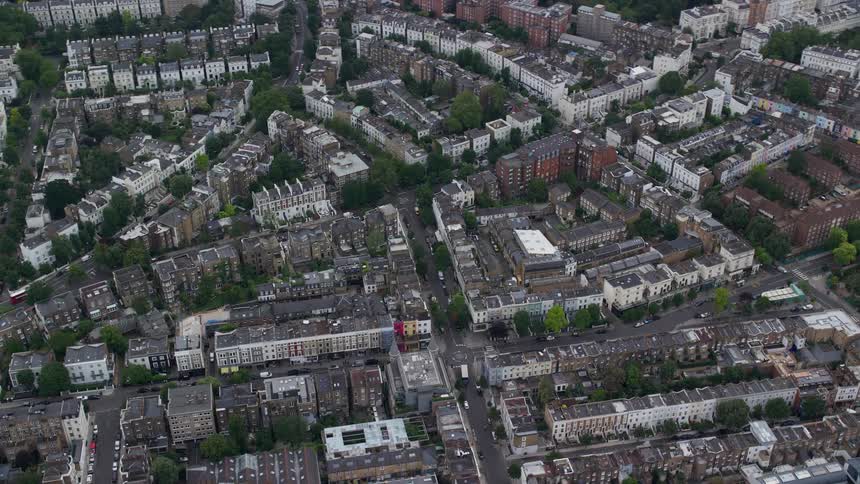 Aerial view of a residential area