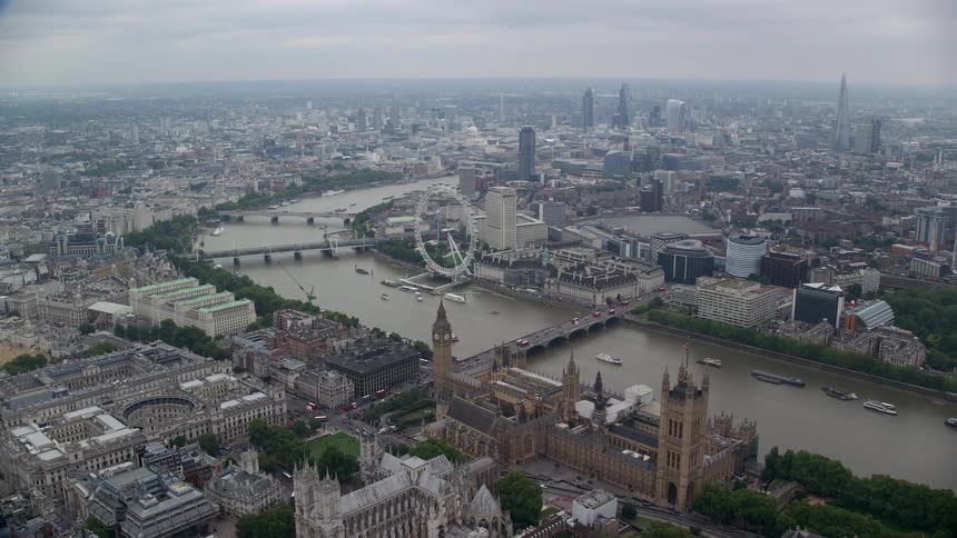 Aerial view of a metropolis by the seaside