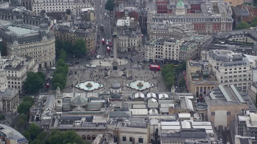 Aerial view of trafalgar square in the city
