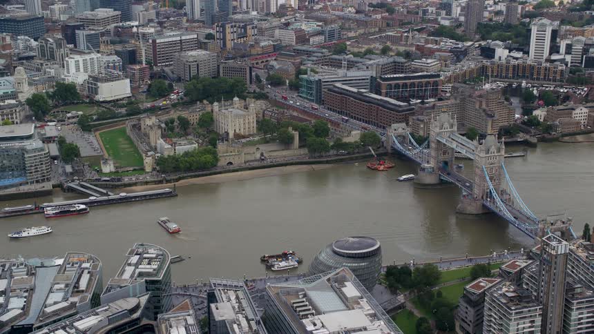 Aerial of london bridge during the day