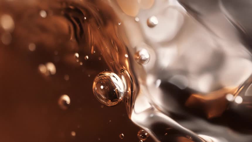 Close up of brown liquid