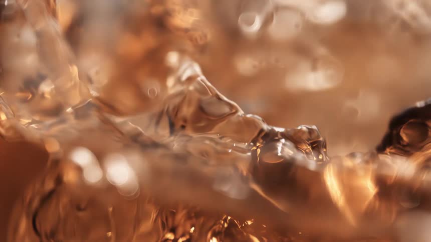 Abstract liquid with droplets and bubbles in motion