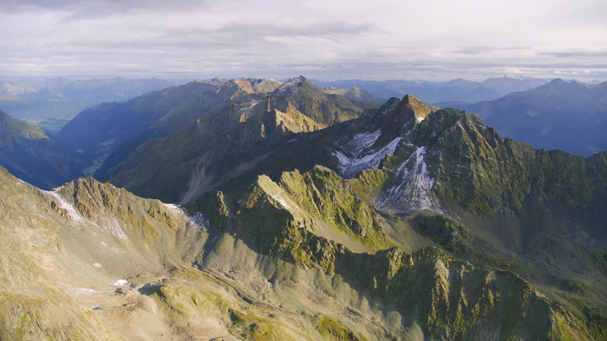 Aerial view of a mountain range and landscape