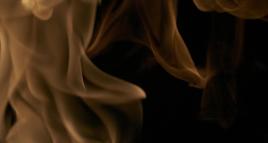 Bonfire flames glowing in the dark night