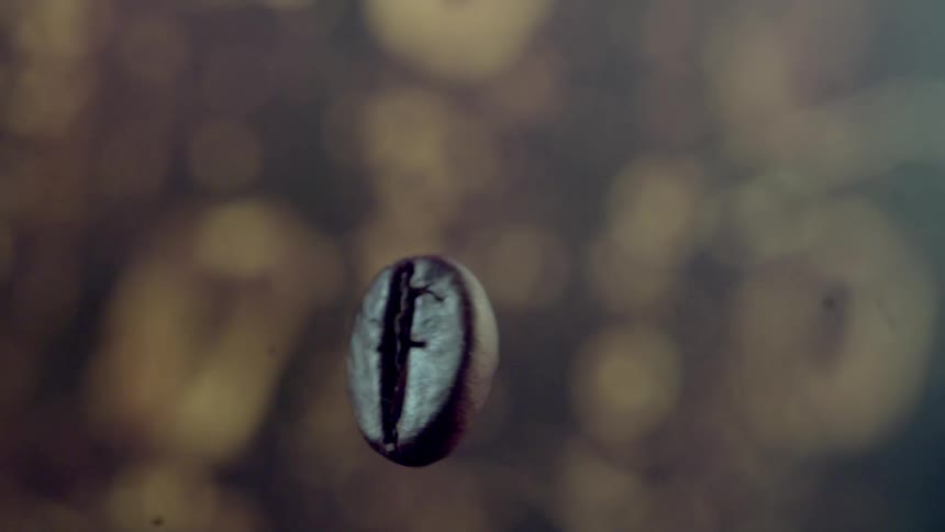 Coffee bean spinning in abstract motion