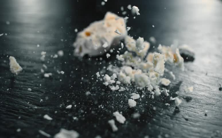 A white mass breaking on the table