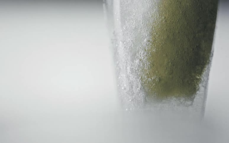 Two abstract liquids mixing with gas