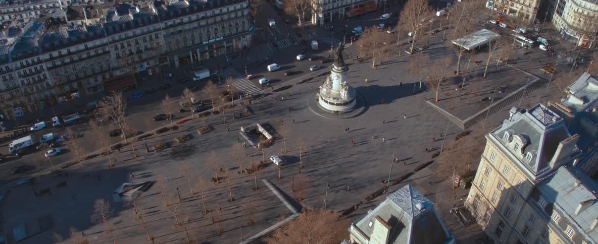Top view of a public park in the midst of a city